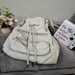 Steve Madden Cream Backpack with Gold Accents